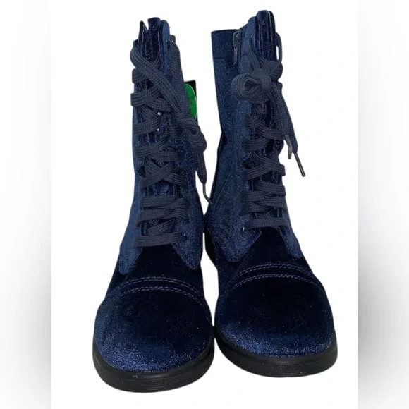 Arizona Jean Co Julie Booties Blue Velvet Lace Up Memory Foam Combat Boots Sz 10 - Picture 3 of 11